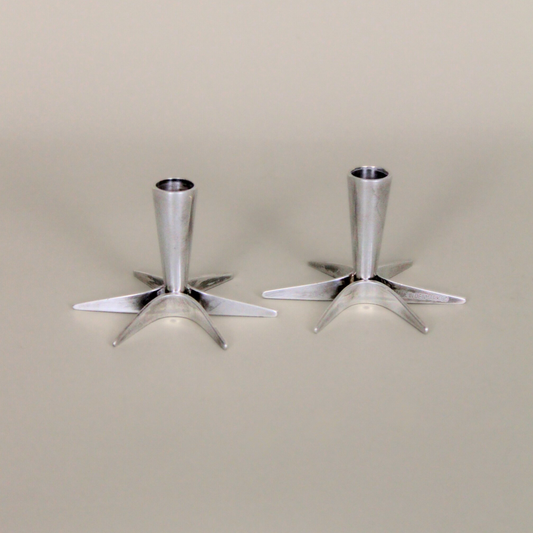 Petite Art Deco Silver Plated Danish Candle Holders