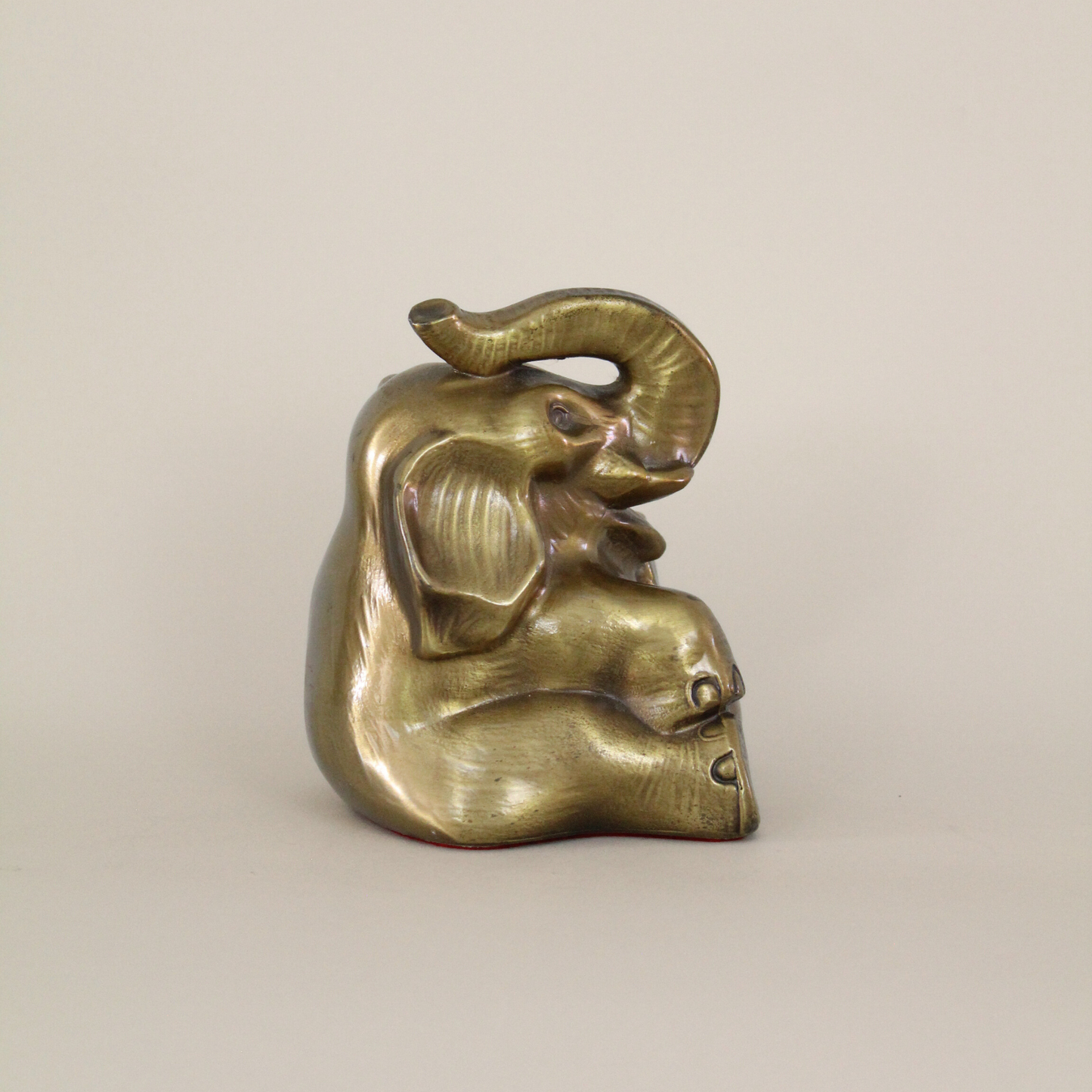 Mid Century Pair of Heavy Brass Elephant Bookends