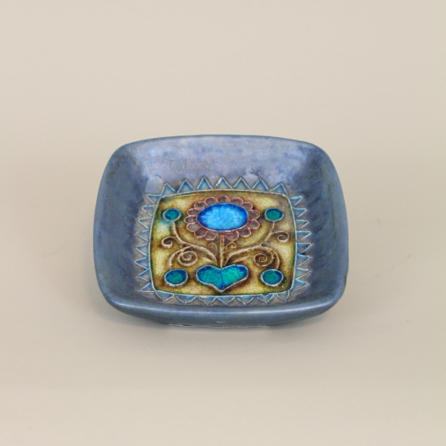 Vintage French Quimper Ceramic and Glass Dish