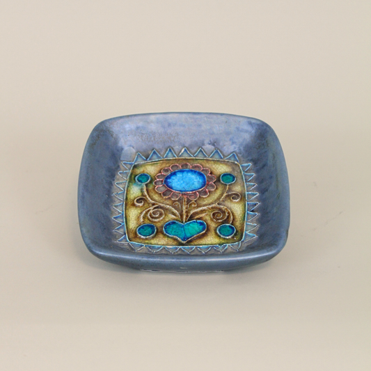 Vintage French Quimper Ceramic and Glass Dish