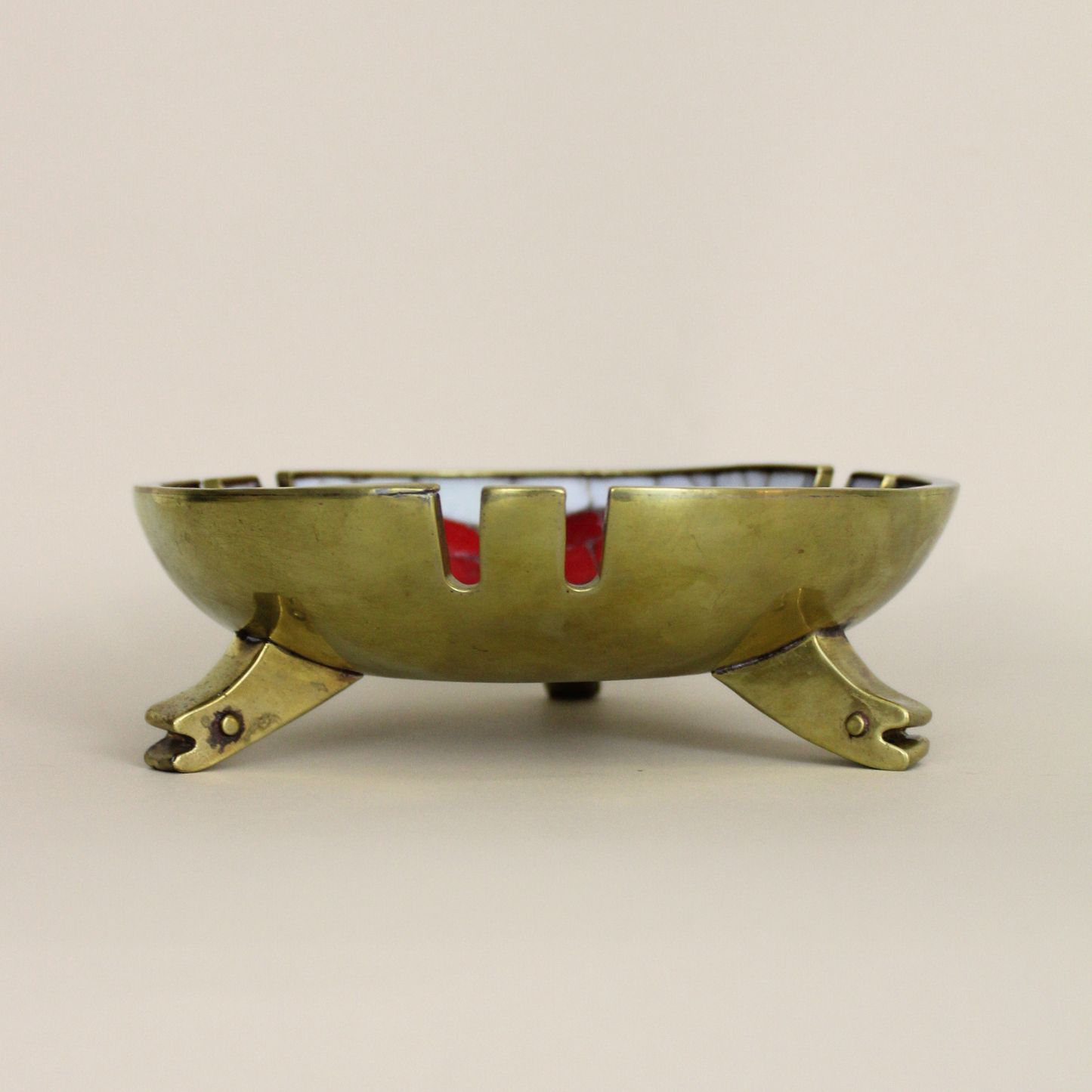 Salvador Teran Red and Brass Bowl