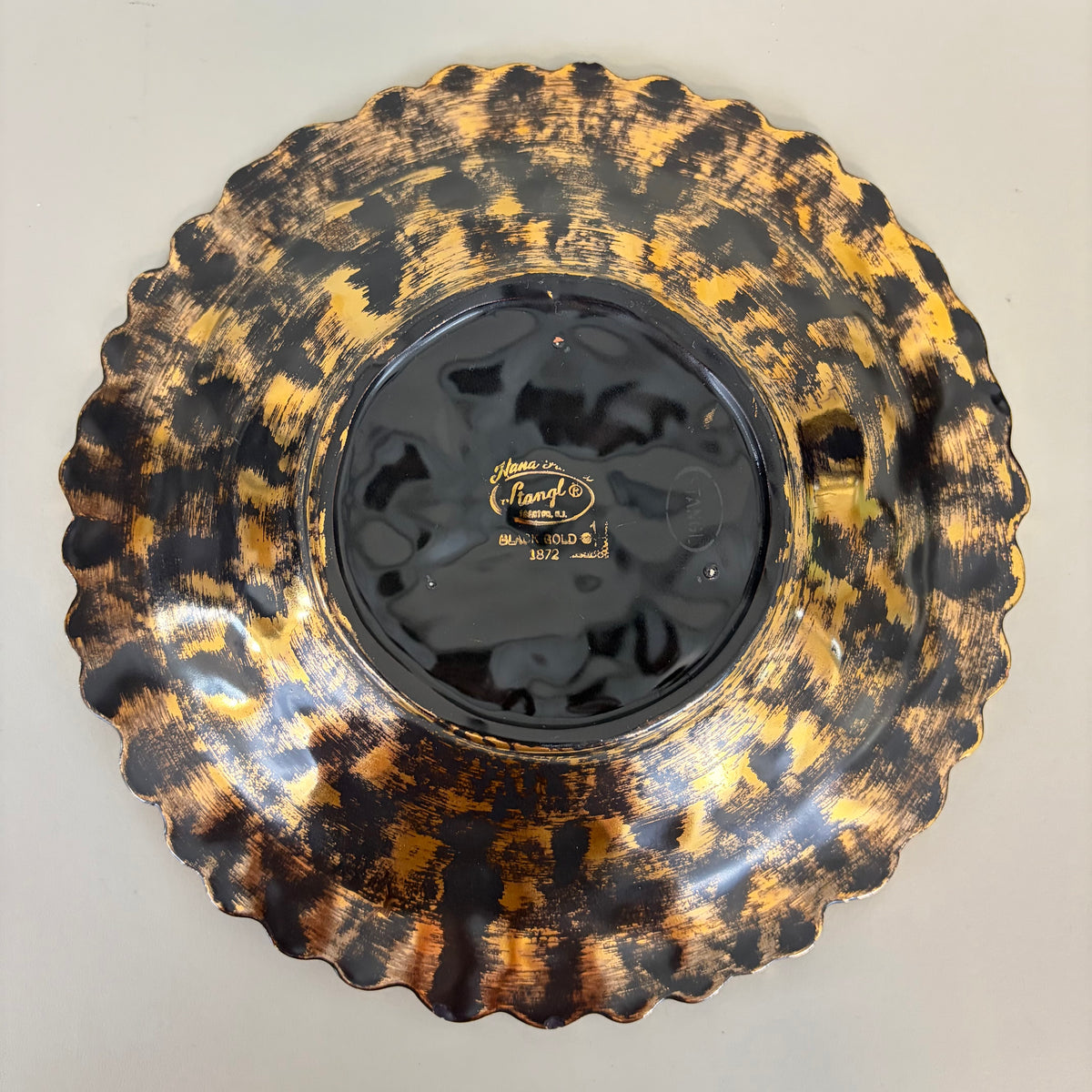 Vintage Stangl Black and 22k Gold Petal Bowl