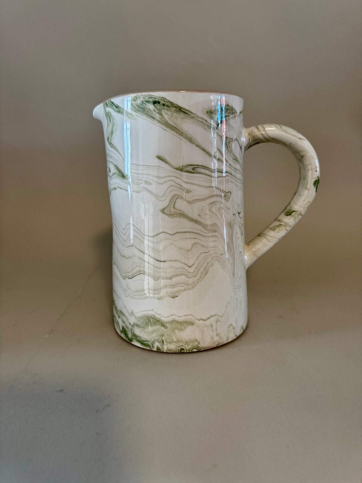 Marbled ceramic pitcher seaweed