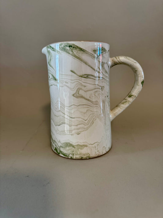 Marbled ceramic pitcher seaweed
