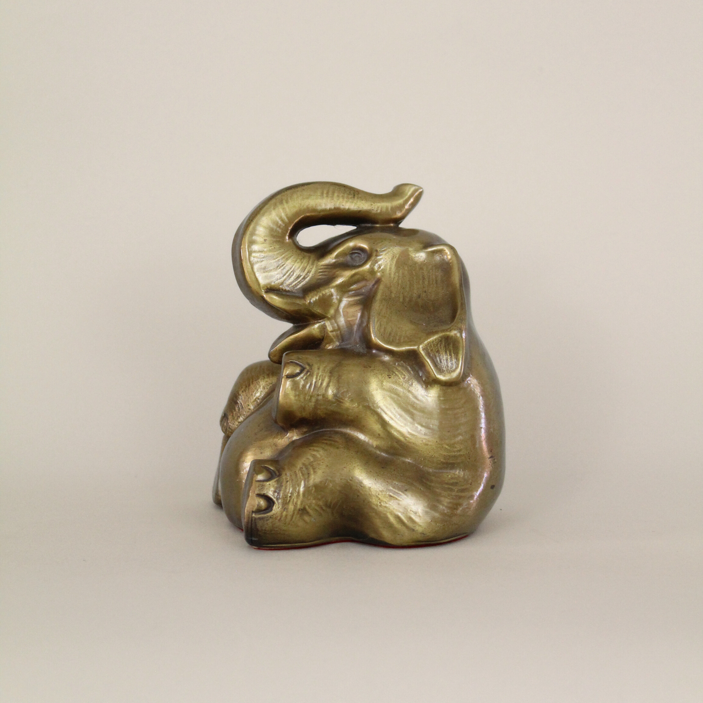 Mid Century Pair of Heavy Brass Elephant Bookends