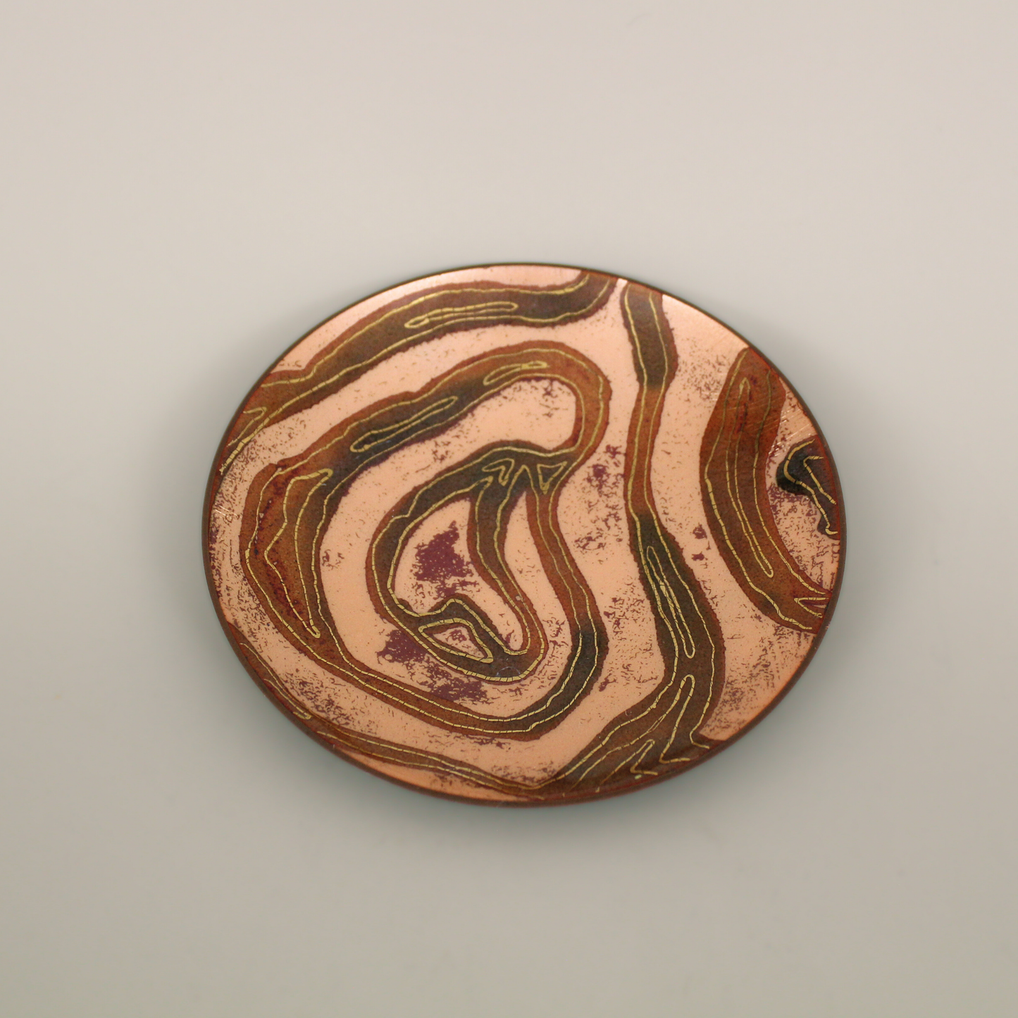 Vintage Enamel and Copper Trinket Dish