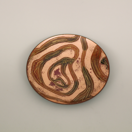 Vintage Enamel and Copper Trinket Dish