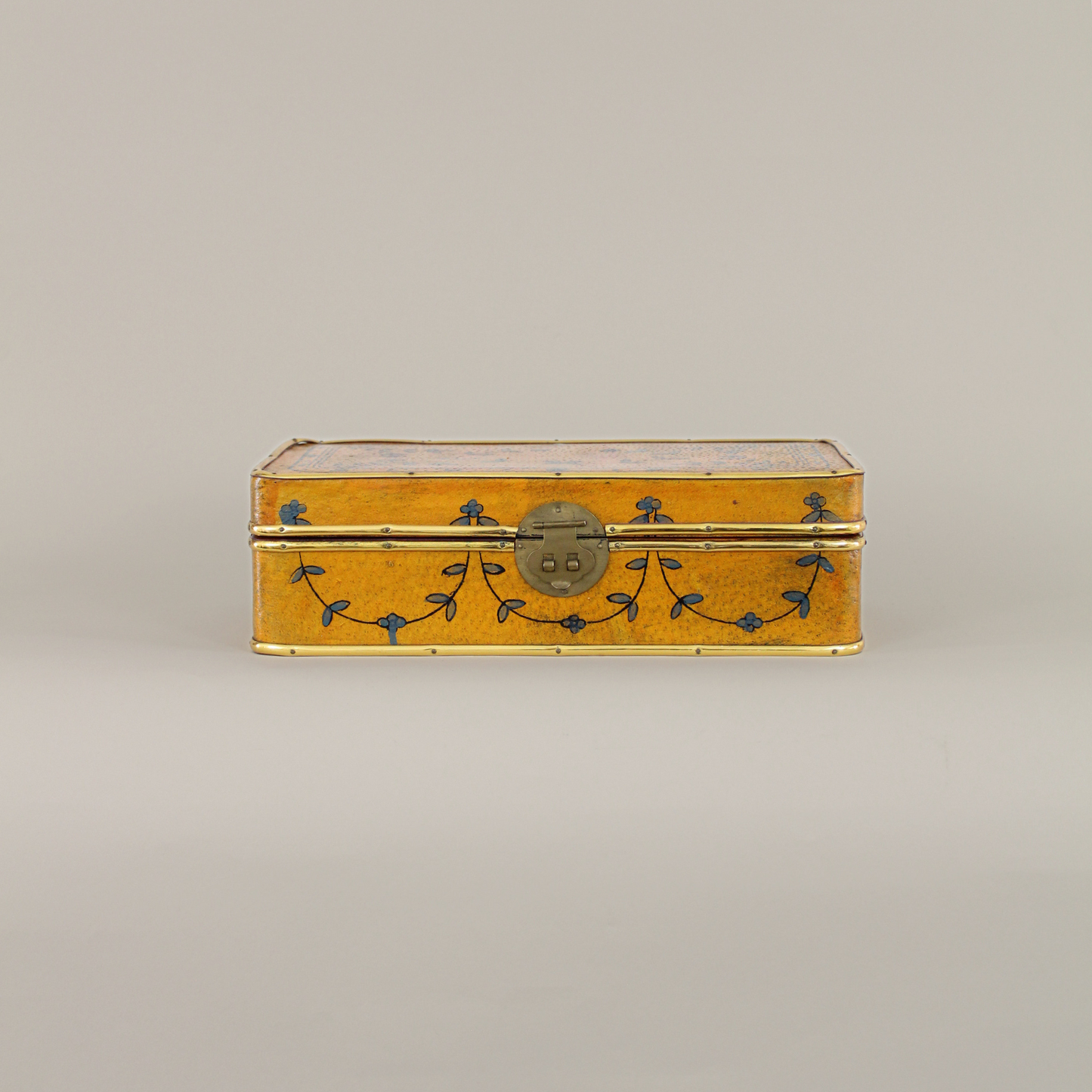 Vintage Hand Painted Leather Covered Wood Box