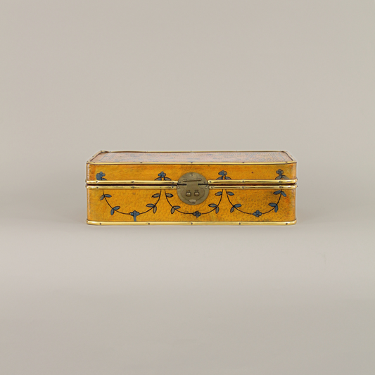 Vintage Hand Painted Leather Covered Wood Box