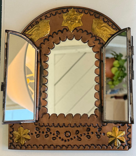 Mexican Folk Art Punched Tin Mirror