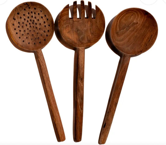 Set of three long handled spoon set