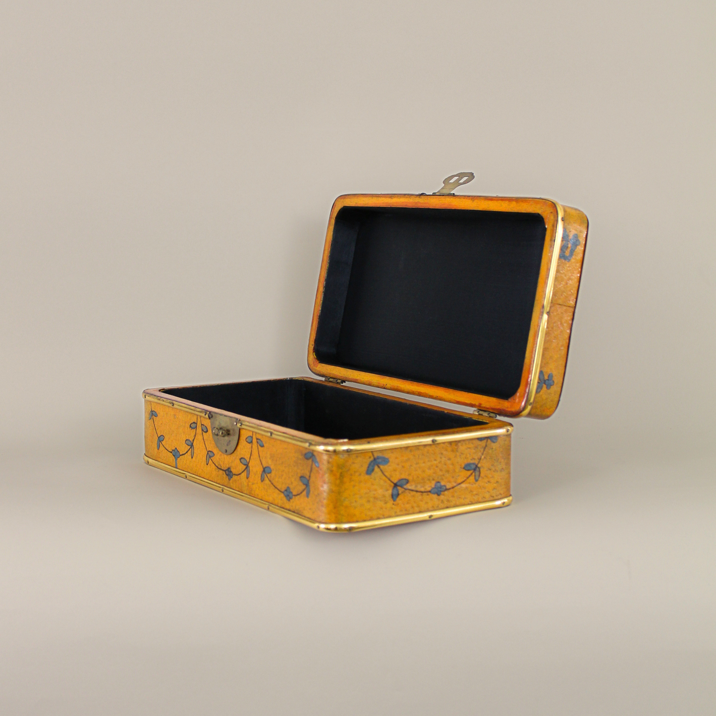 Vintage Hand Painted Leather Covered Wood Box