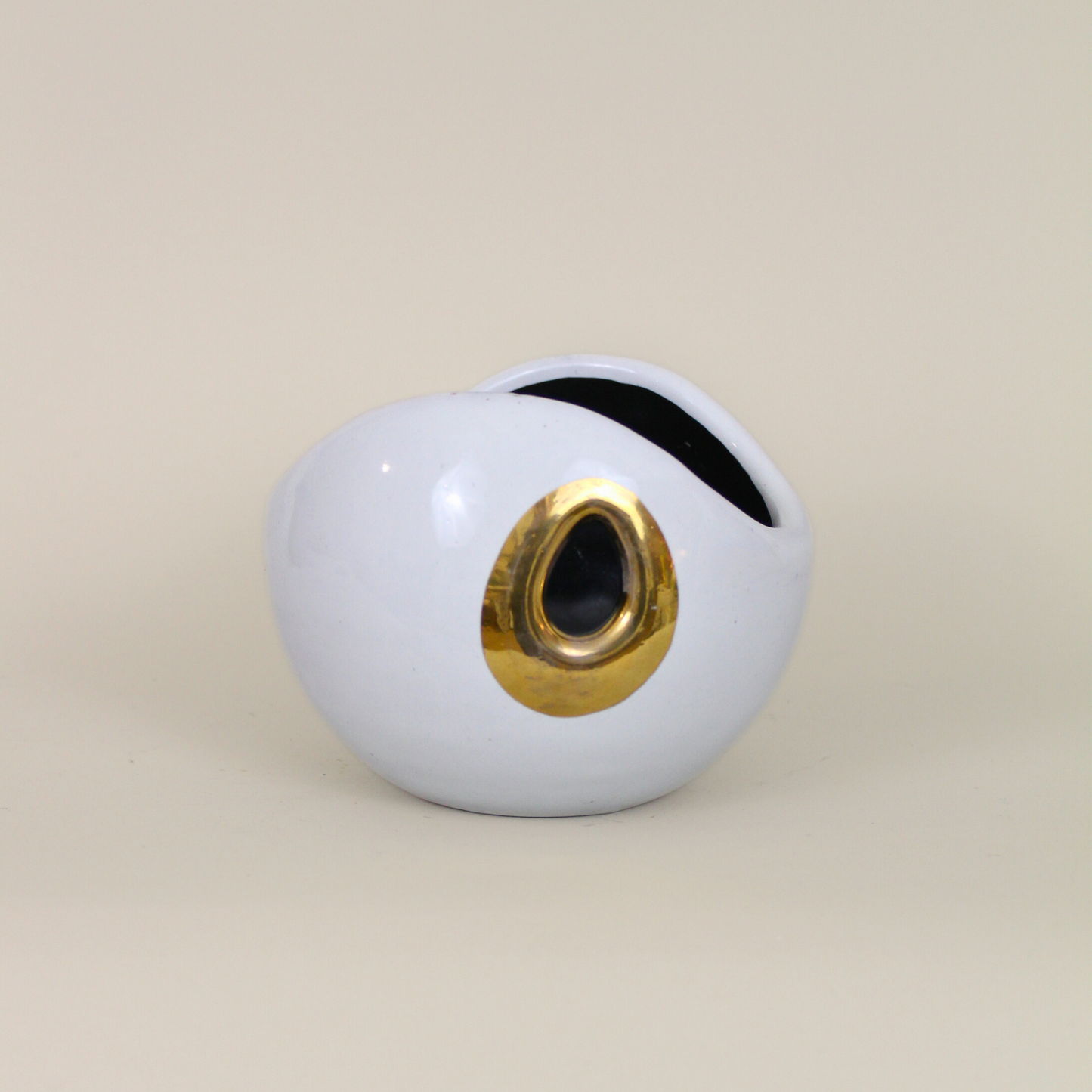 Vintage Italian Raymor Ceramic with Gold Cut-Out Bowl
