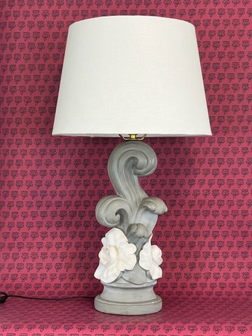 Vintage Dorothy Draper-style Plaster Scroll Lamp