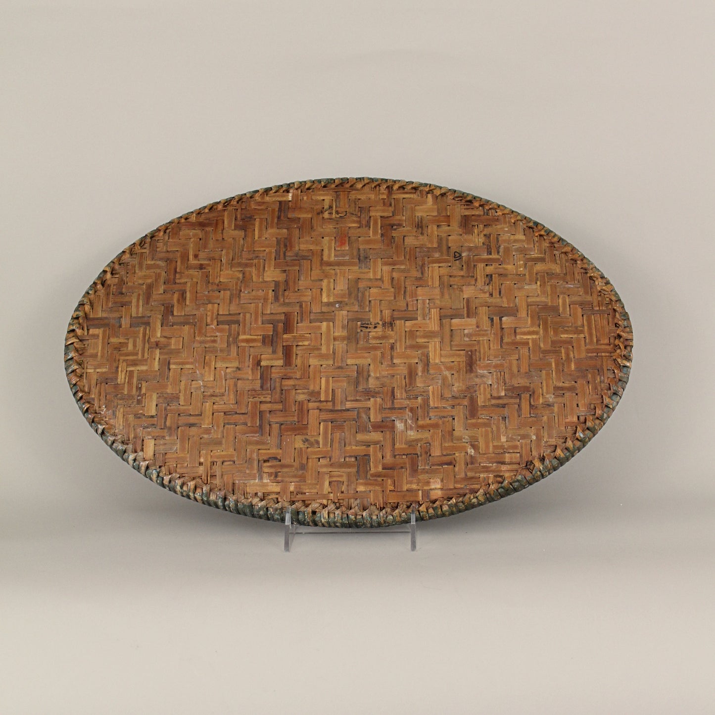 Antique Hand Painted Woven Tray