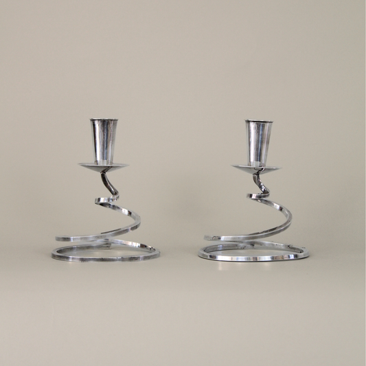 Pair of Mid Century Silver Plated Candle Holders