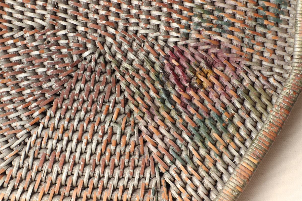 Antique Woven Hand Painted Tray