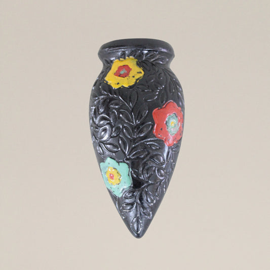 Vintage Japanese Hand Painted Ceramic Wall Pocket
