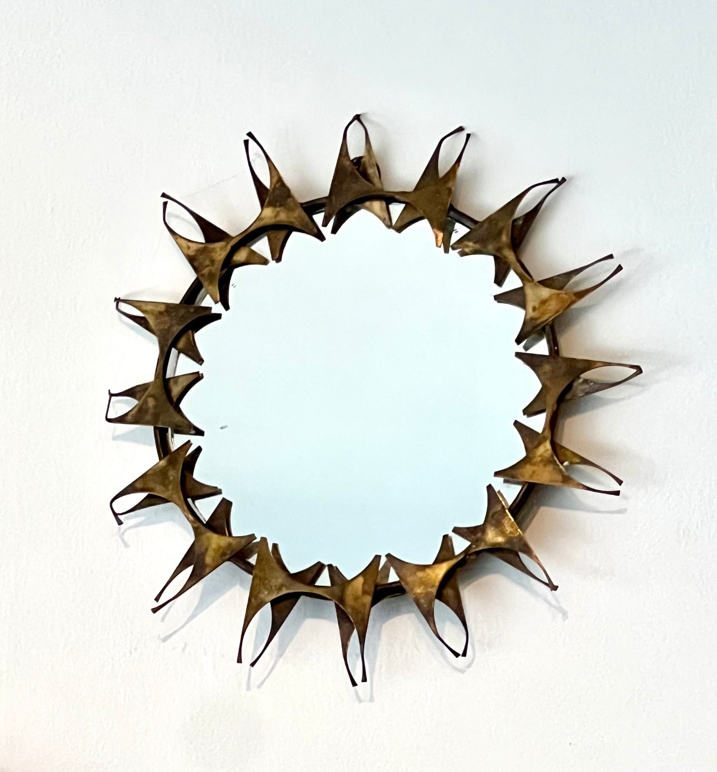 Vintage brass brutalist mirror