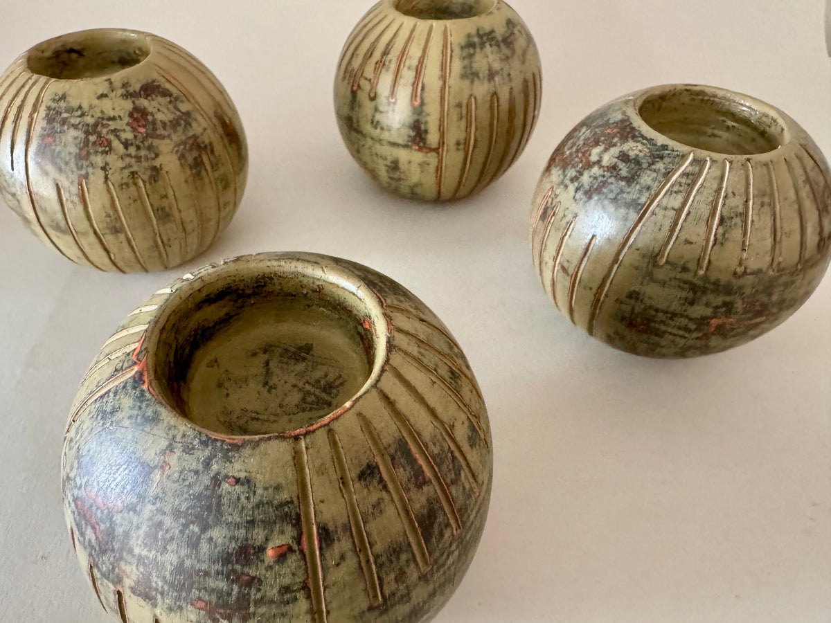 Vintage French ceramic votive holders set of 5