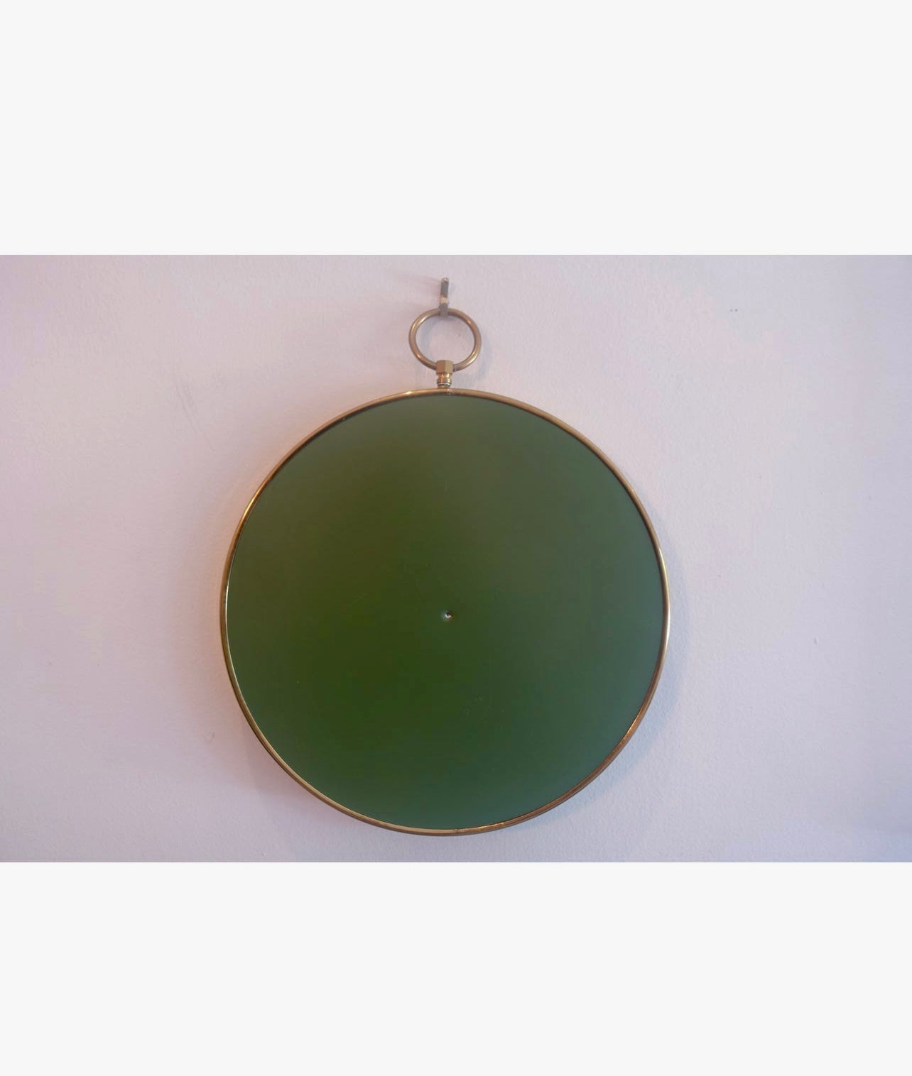 Mid Century brass round wall mirror 12” in diameter