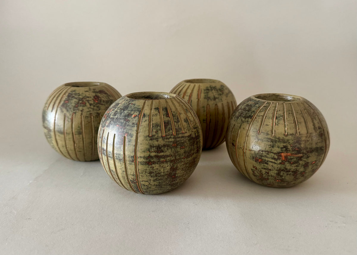 Vintage French ceramic votive holders set of 5