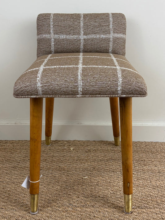 Mid Century Reupholstered Vanity/Desk Chair in Dark Grid