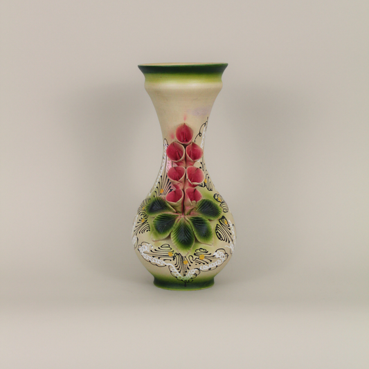Vintage Calla Lillies Appliqué Ceramic Vase