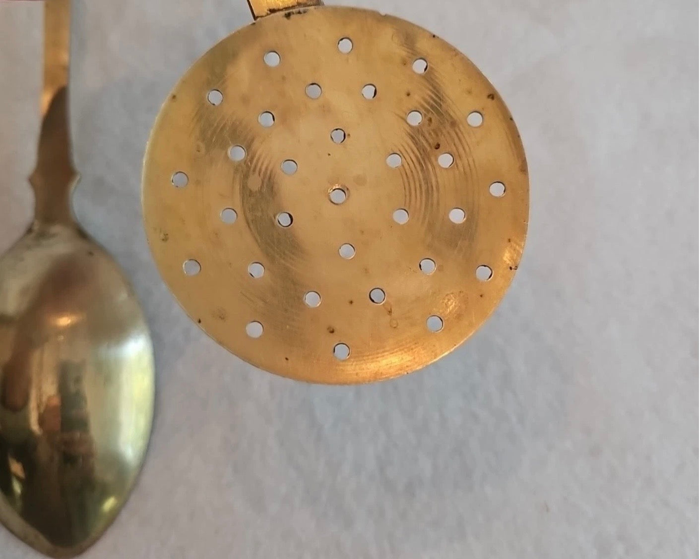 Vintage Brass Hanging Kitchen Utensil set