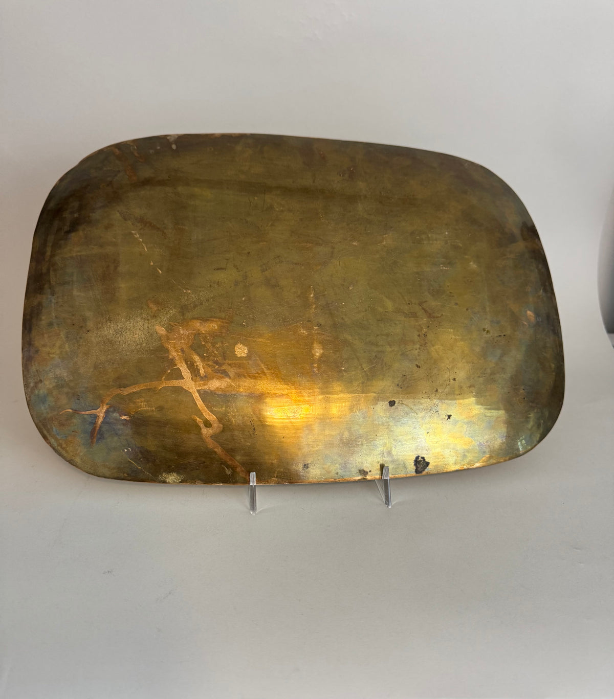Vintage brass etched faces tray