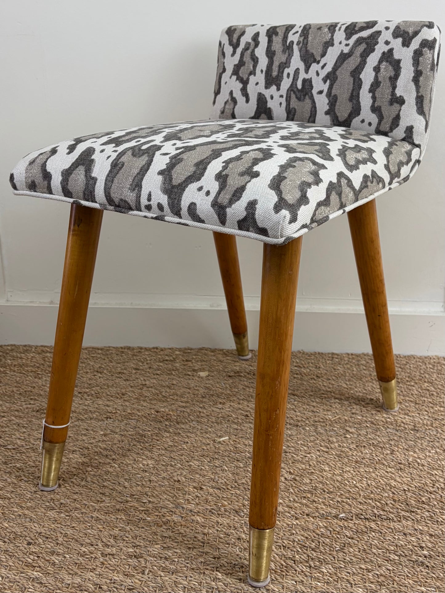Mid Century Reupholstered Vanity/Desk Chair in Gattopardo