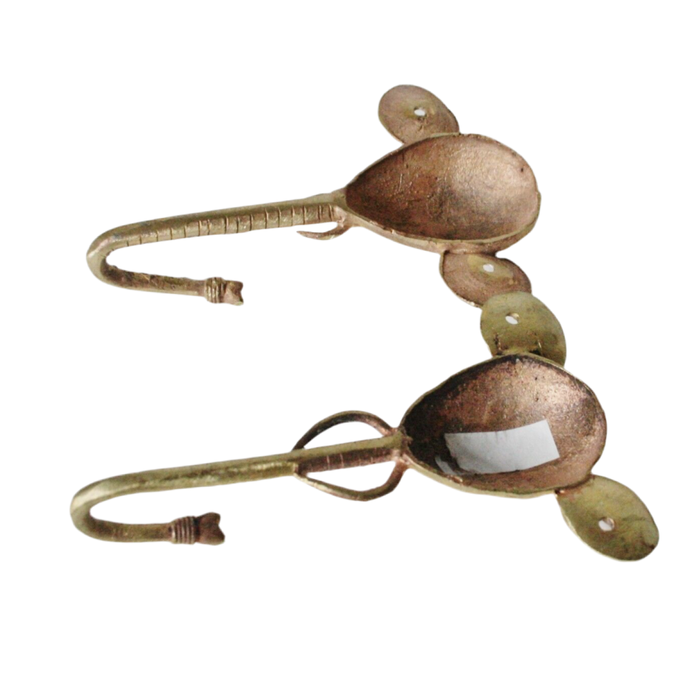 Pair of vintage elephant brass wall hooks.