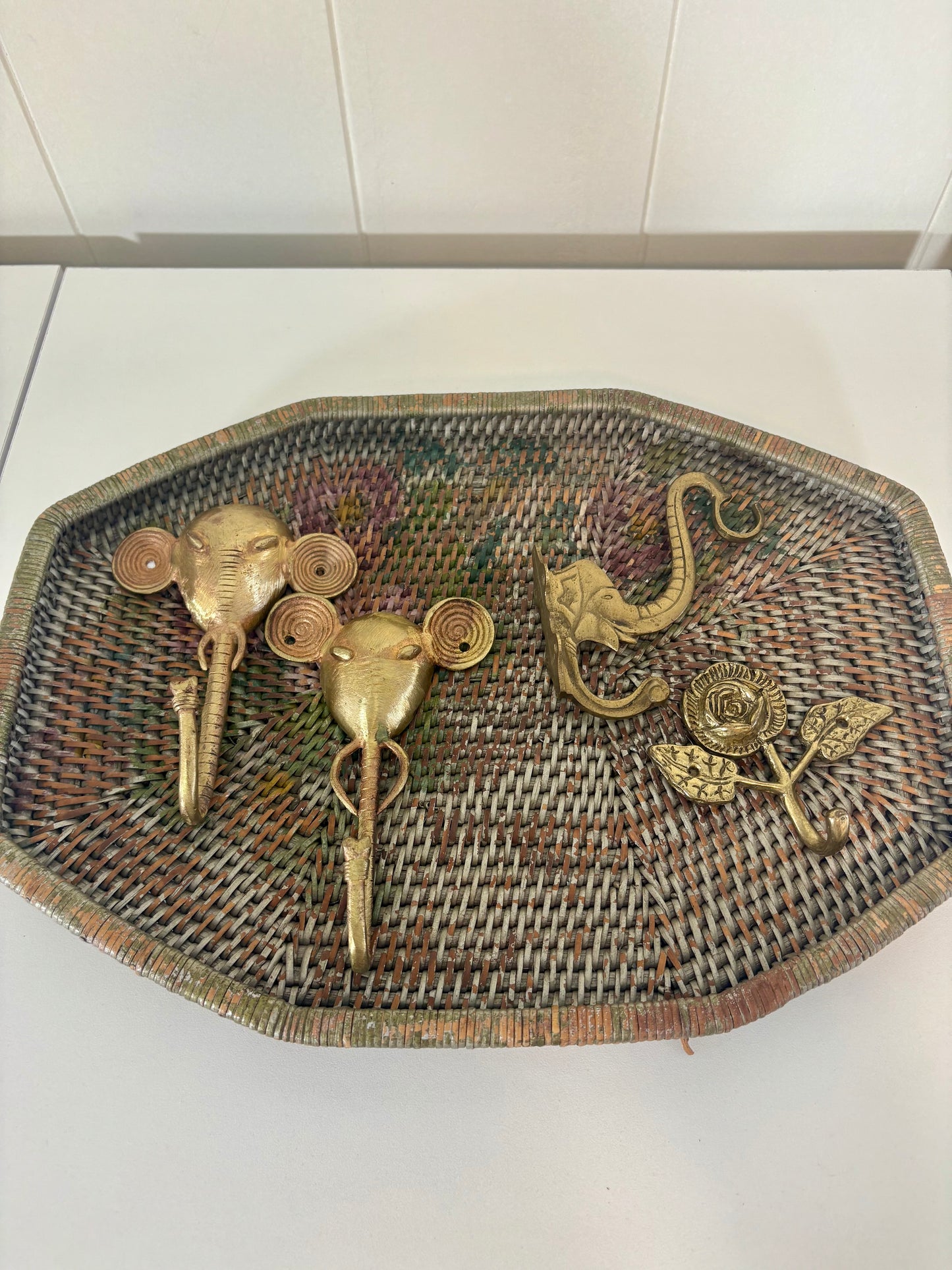 Vintage Elephant Trunk Brass Hook