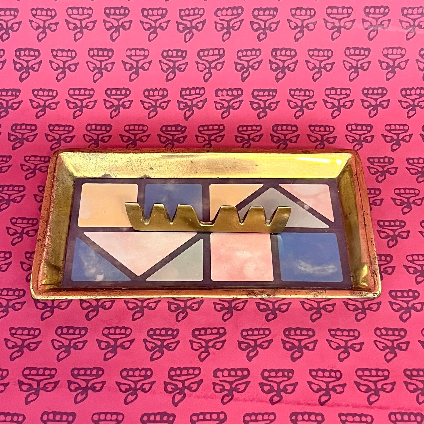 Mid Century Modern Brass Geometric Tray