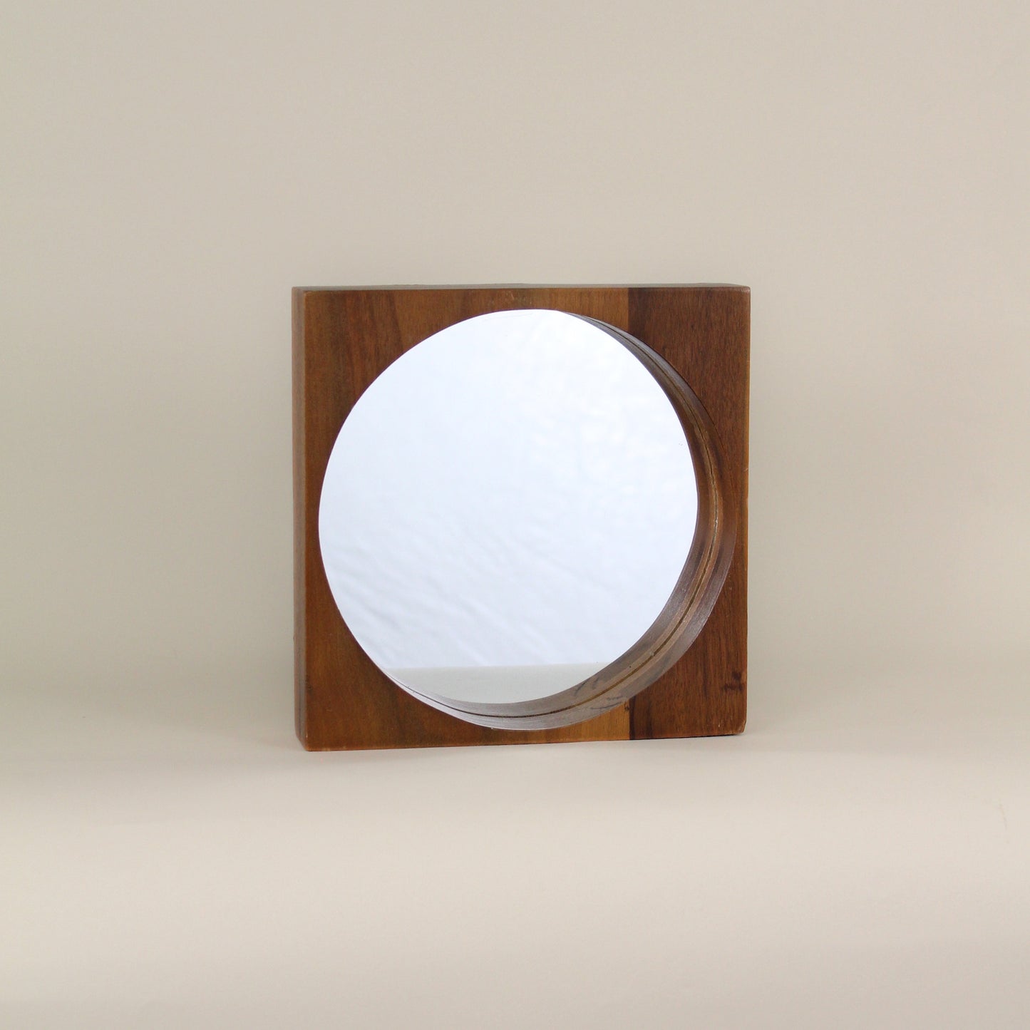 Mid-Century Hanging Wood Mirror