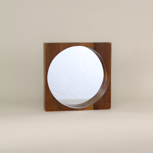 Mid-Century Hanging Wood Mirror