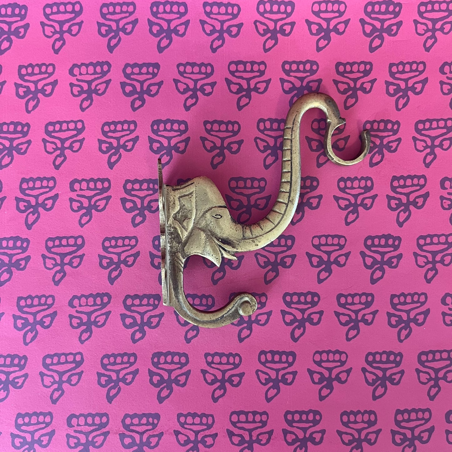 Vintage Elephant Trunk Brass Hook
