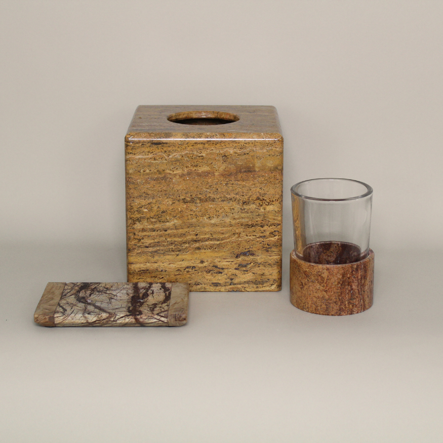 Vintage Travertine Bathroom Set
