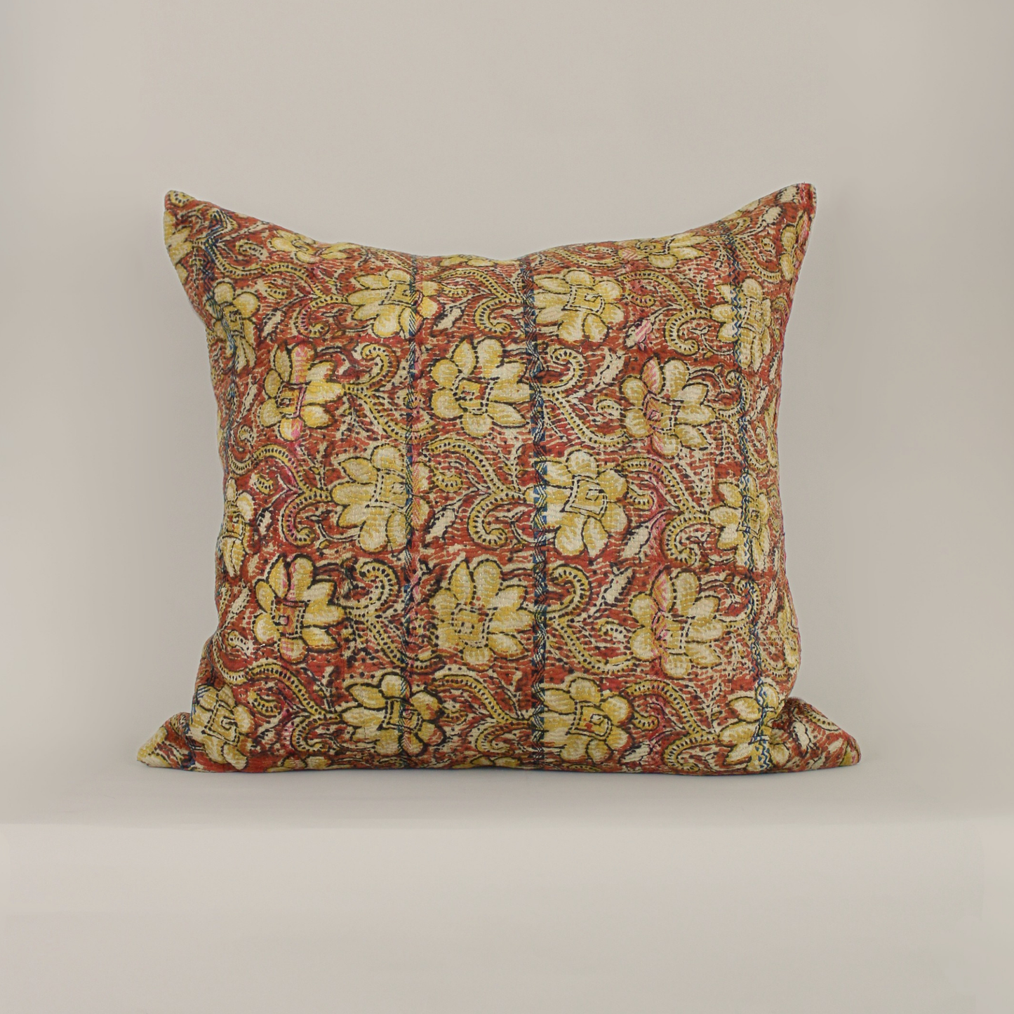 Quilted Floral Block Print Pillow