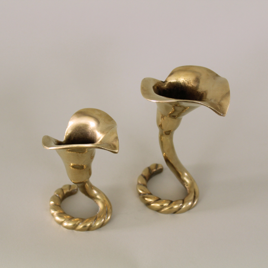 Calla Lily MCM Brass Candle Holder Pair