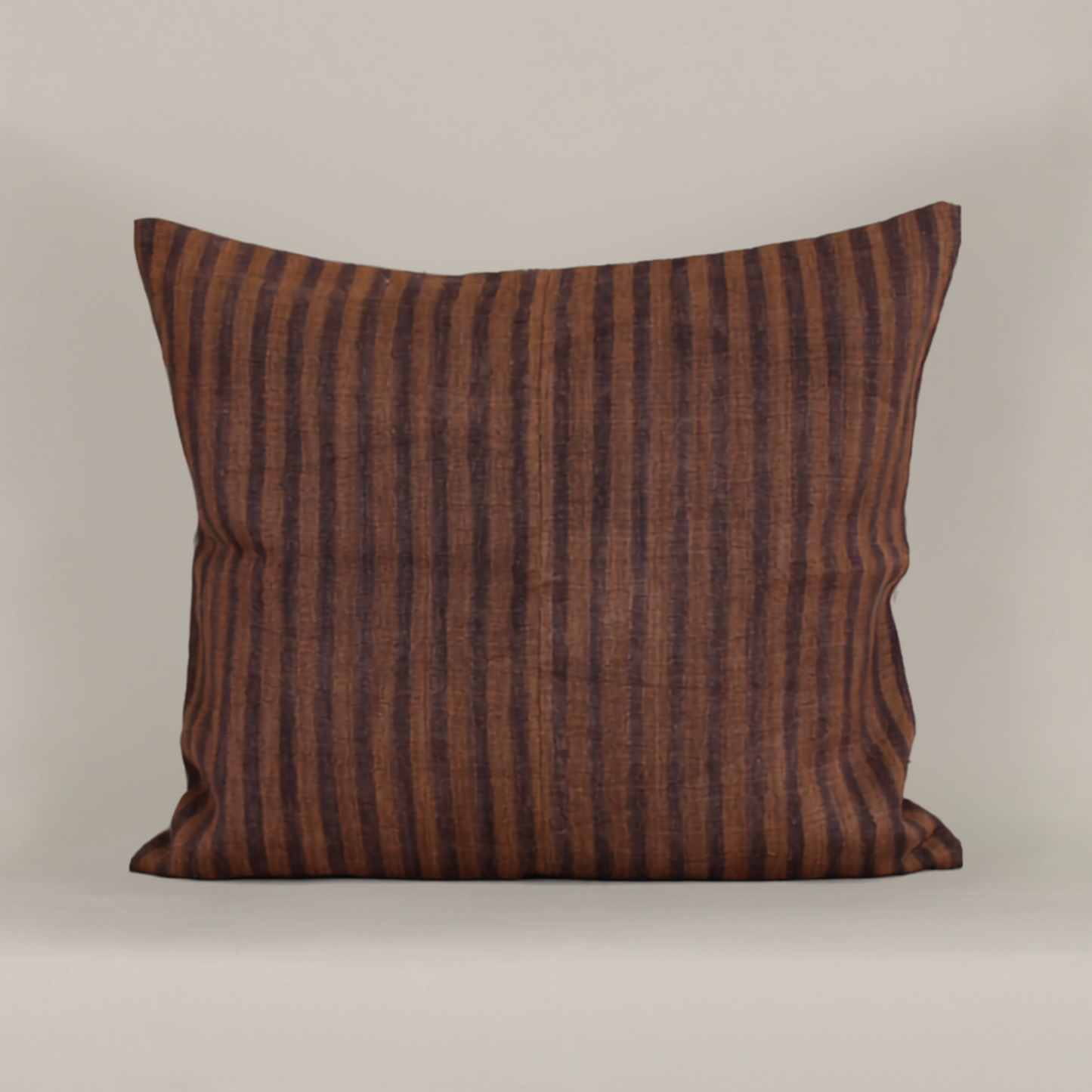 Brown Stripe Square Linen Pillow