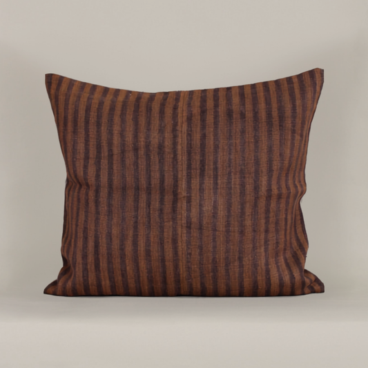 Brown Stripe Square Linen Pillow