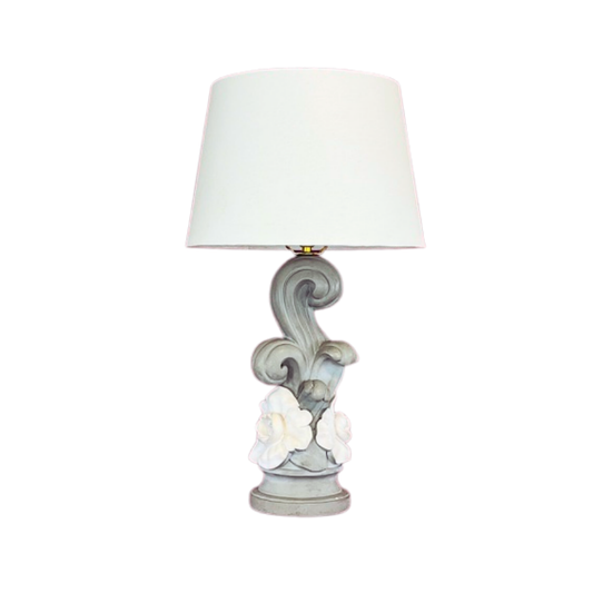 Vintage Dorothy Draper-style Plaster Scroll Lamp