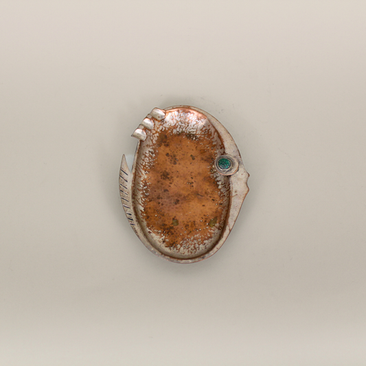 Small Los Castillo mixed metal ashtray/trinket dish with jade eye