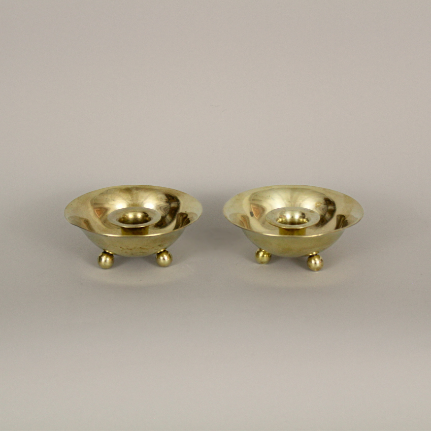 Mid Century Brass Footed Candle Holders