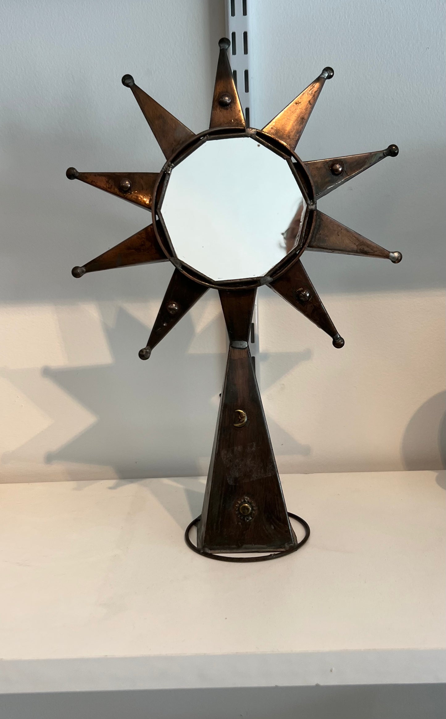 Vintage Mexican folk art tin mirror