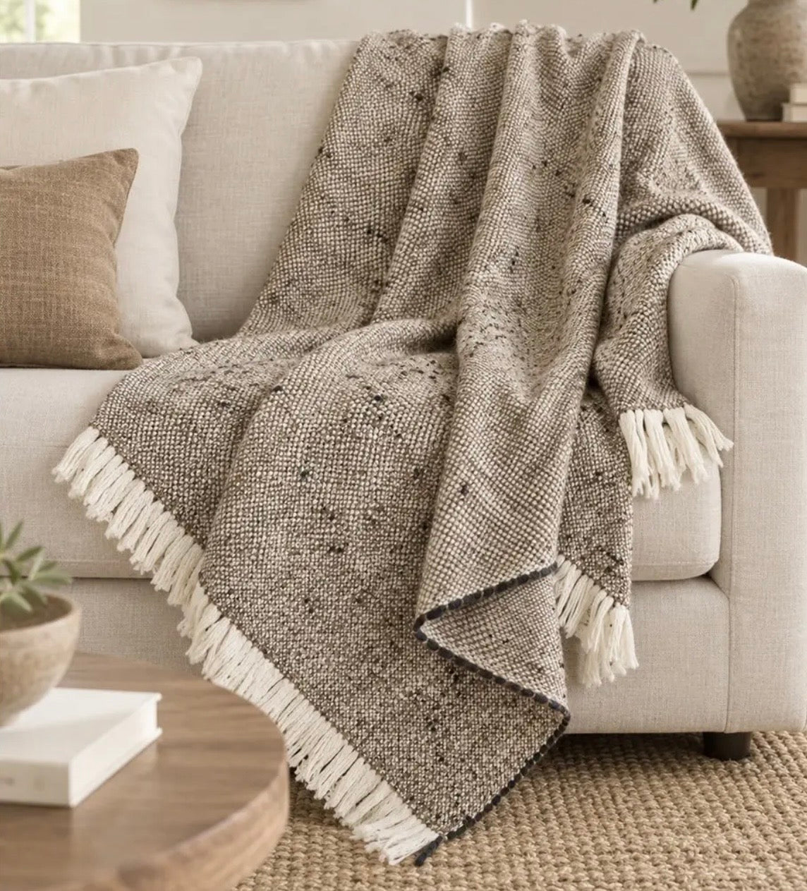 Chunky alpaca wool throw blanket