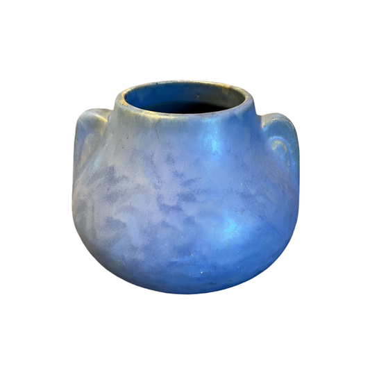 Vintage blue art pottery vase Brush McCoy