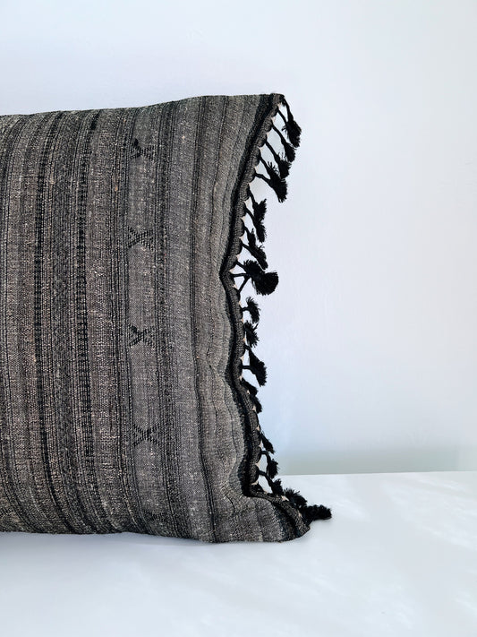 Dark Grey Woven Pillow