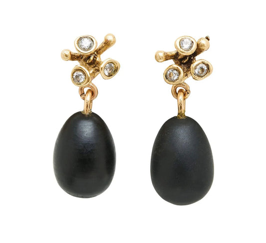 Blossom Bronze Obsidian Earrings